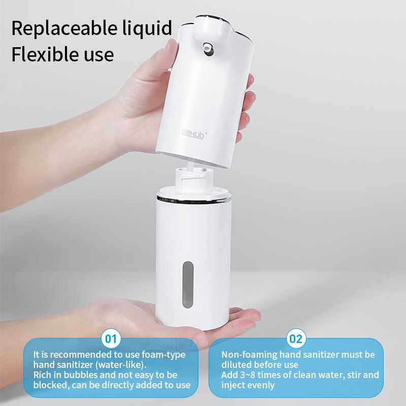 Automatic Foam Soap Dispensers Bathroom Smart Washing Hand Machine With USB Charging White ABS Material
