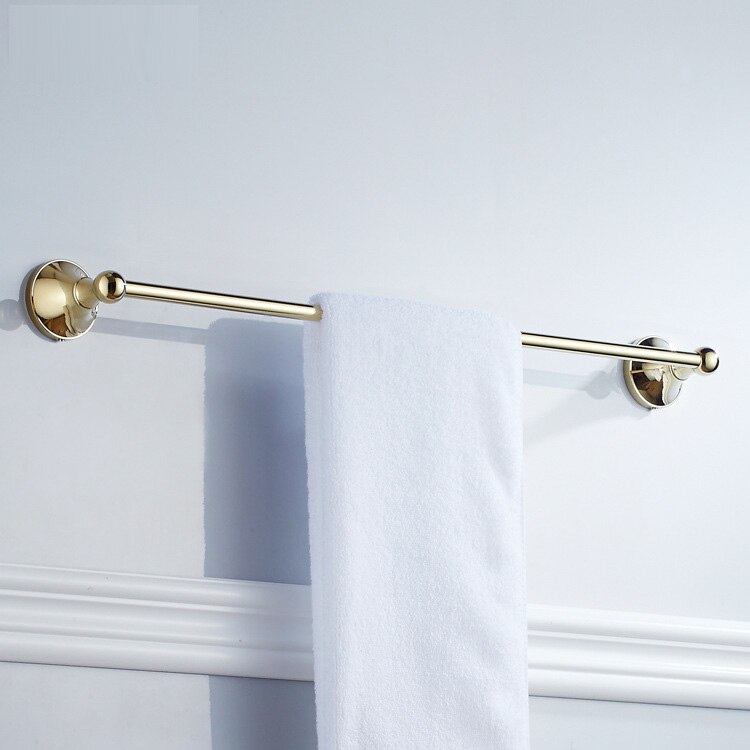 Luksus guld badeværelsestilbehør messing håndklædehylde toiletpapirholder sæbeholder håndklædeholder tørretumbler: Enkelt håndklædestang