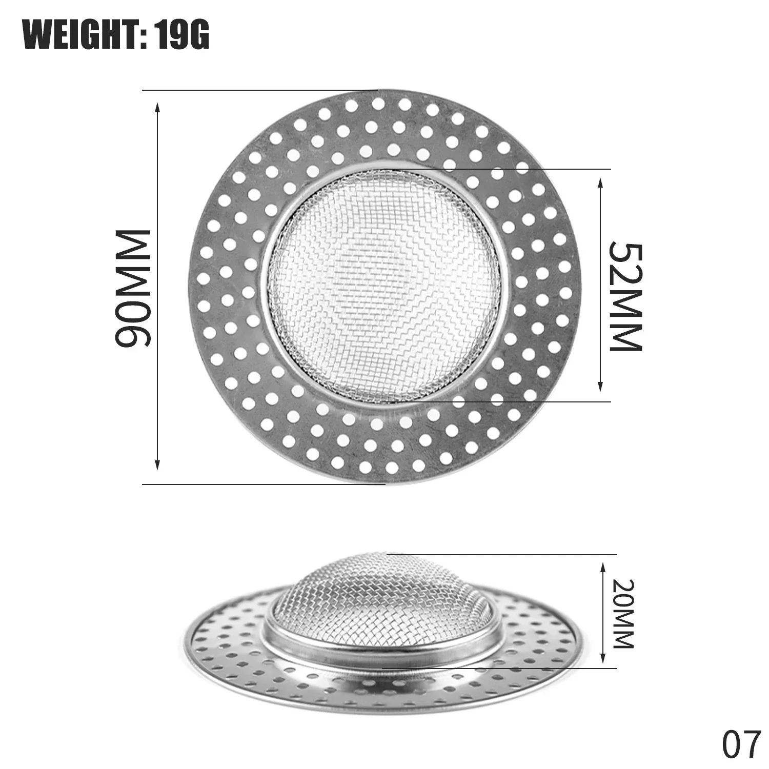 Colador de fregadero, filtro de rejilla para fregadero de cocina, filtro de orificio de drenaje de acero inoxidable, protección de malla contra obstrucciones, accesorios de cocina