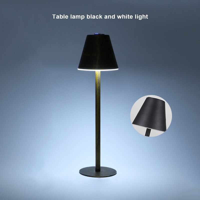 Nordisk jern skrivebordslampe ledet ta på dimming metall øyebeskyttelse bordlampe Kunst atmospher bar restaurant hotell soverom lys: Svart kjølig hvit / Eu-plugg