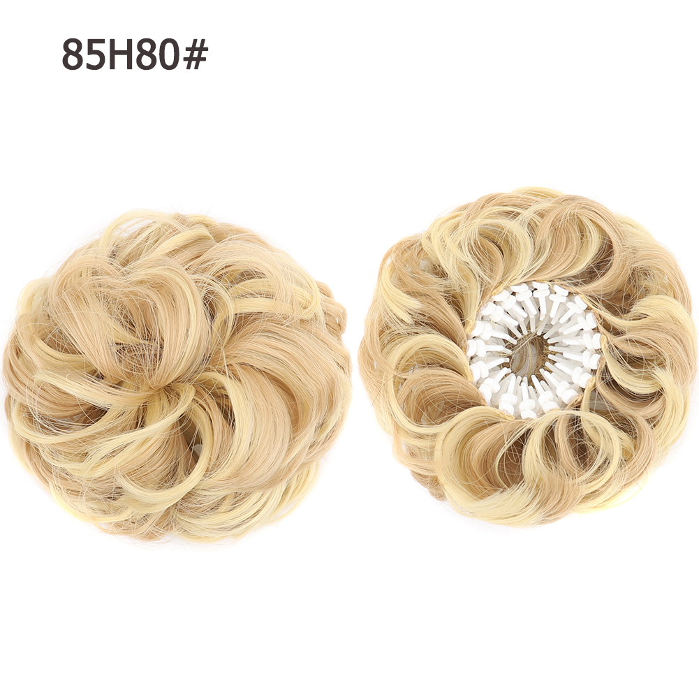 Nueva pieza de pelo de moño desordenado, moño esponjoso sintético en forma de Nido de Pájaro, extensiones de moño de pelo rizado ondulado retráctil para mujeres y niñas: 4/30HL