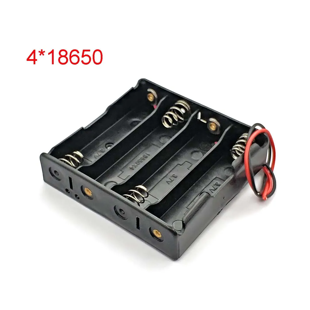 18650 Batterie-Aufbewahrungsbox, DIY 1/2/3/4 Slot Weg DIY Batterien, Clip-Halfter, Behälter mit Draht-Blei-Stift: Schwarz