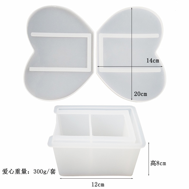 Molde del almacenaje de silicona de cristal artesanal, bandeja grande de Luna y Estrella, mesa Moldes de resina epoxi colgante de Eclipse, molde de producción de joyas artesanales, arte: Heart Shaped