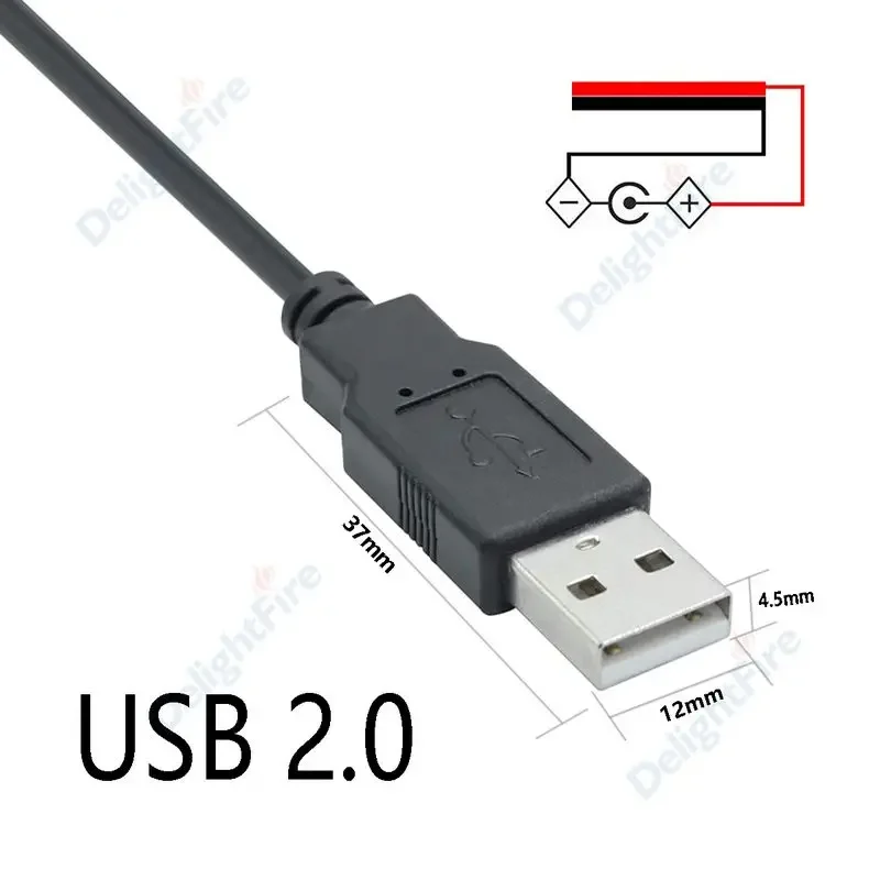DC 5V USB 2.0 Typ A Męnarty 2-pinowy kabel Zasilacz Ładowarka robić DC5V Jednokolorowa taśma doprowadziło Światło DIY Kabel łączący: Ciemnoszary / 4P