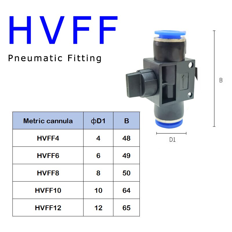 6PCS HVFF12 Pneumatic Flow Control Valve;Hose to Hose Connector;12mm Tube* 12mm Tube;All size available
