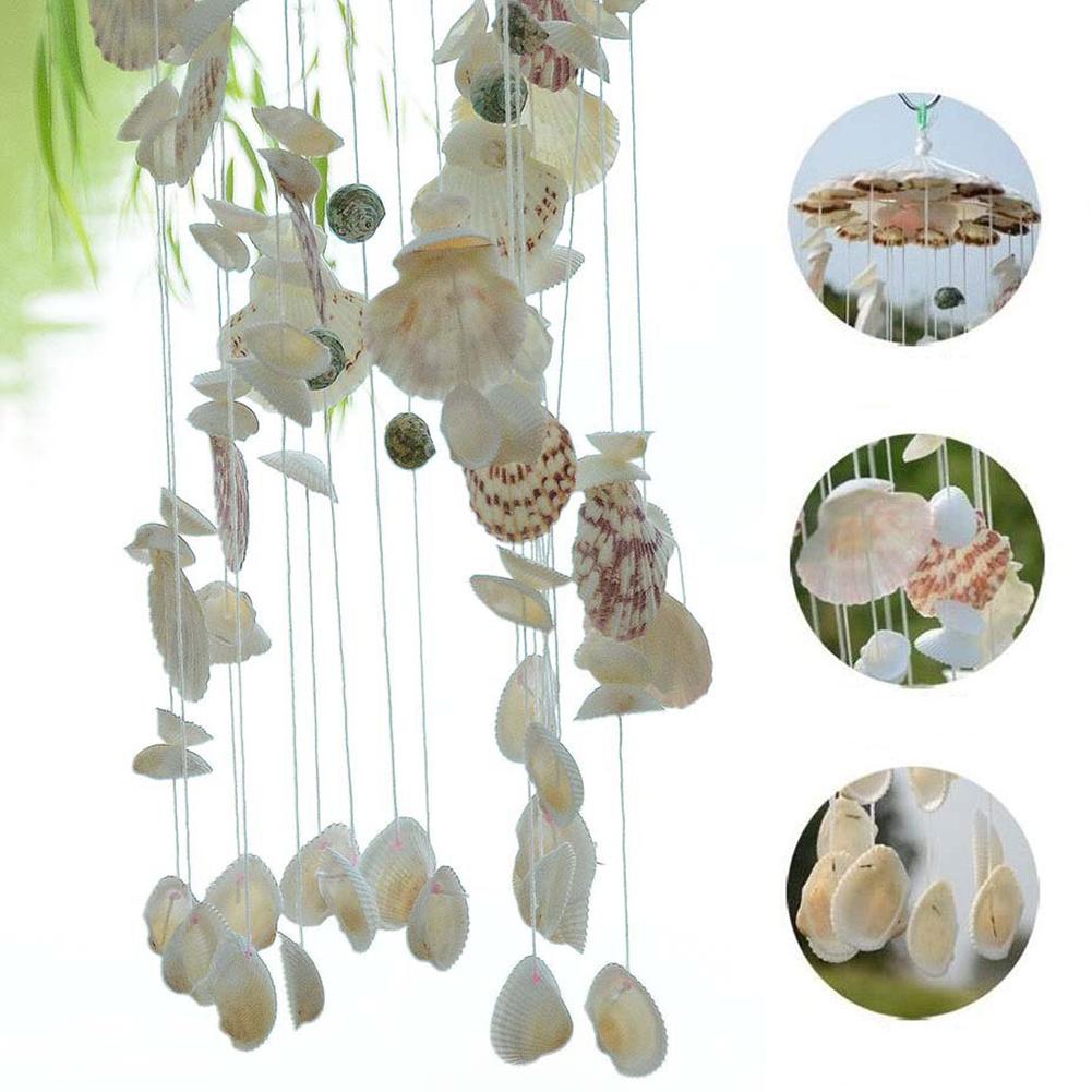 Garden Outdoor Natural Shell Wind Chimes Mediterranean Style Wind Chimes For Home Living Room Garden Decoration Free Ship
