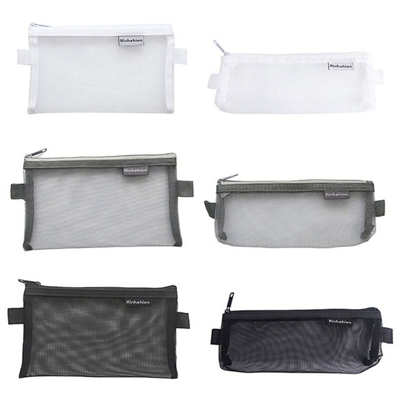 1Pc Nylon Mesh Potlood Gevallen Eenvoudige Stijl Pencilcase School Pen Geval Levert Kawaii Etui Voor Kantoor Doos Potloden pouch