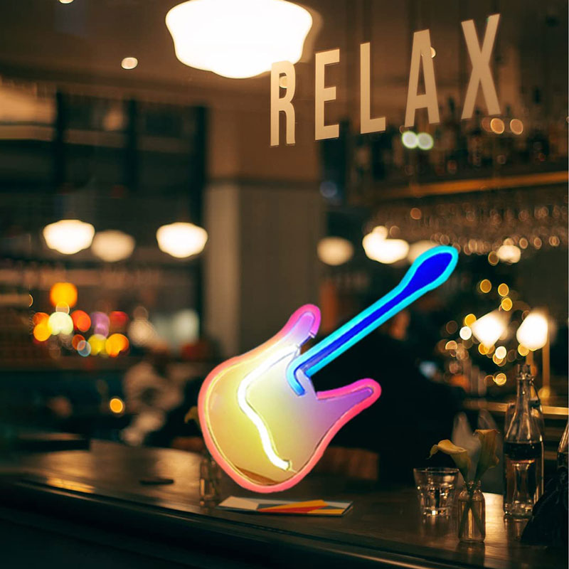 Panneau lumineux de guitare 3D néon LED, lampe Usb, décoration artistique pour la maison, la maison, le Bar, le Pub, l'hôtel, la plage