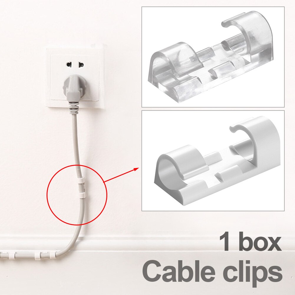 Space Saving Desk Fasteners Wall Office Fixed Multi-Purpose Management Cable Clip Clamp Self Adhesive Wire Holder Organiser