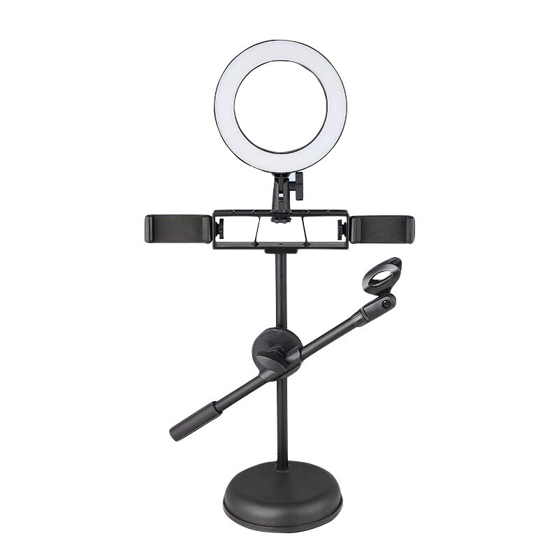 Mobilephone Selfie Boardcasting Ring Licht Usb Ring Lamp Multifunctionele Stand Fotografie Beauty Make Desktop Microfoon Houder: Default Title