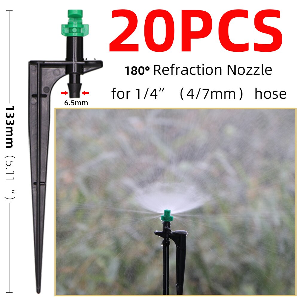 Boquilla de nebulización de 90/180/360 grados, Estaca de 13cm, rociador de riego de jardín de púa de 1/4 pulgadas, riego por goteo, agricultura, rociador de granja: Bx20pcs