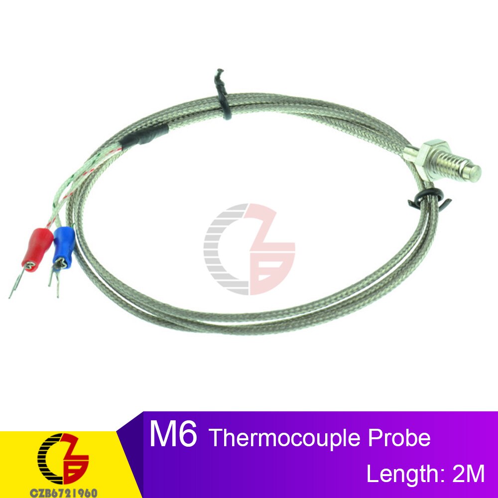 1m 2m pt100 m6 m8 k- type schroefthermokoppel temperatuurregelaar sensorsonde 0-800c roestvrijstalen thermische detectiesensor: Oranje