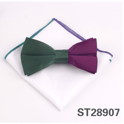 Solid Bowtie and Pocket Square Set Patchwork Bow Tie Suits Hanky Sets For Men Adult Ties Handkerchiefs Towels Scarves: ST28907