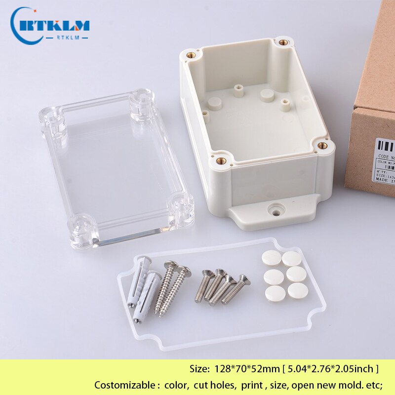 Waterproof junction box Wall mounting plastic electronics project box ABS plastic enclosure DIY outdoor box 128*70*52mm