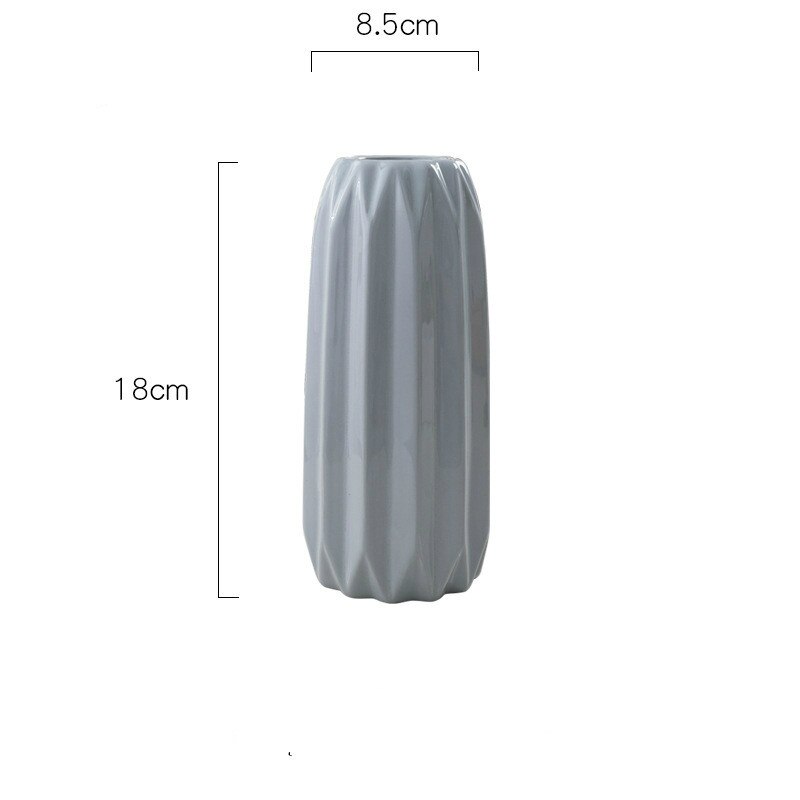 Moderne enkel origami keramikkvase farget pulver grå blå gul hvit store, mellomstore og små blomsteroppsatser: Blå