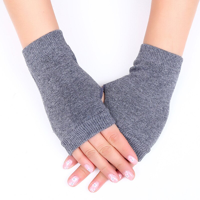 Femmes hommes hiver torsion Crochet tricoté sans doigts gants manches courtes main plus mitaines couleur unie Guantes Mujer: 02
