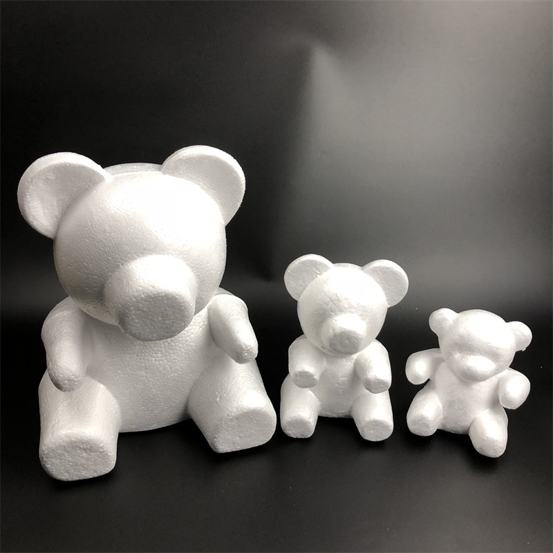 Diy håndværk legetøj hvid skum bjørn kanin hund polystyren styrofoam modellering rosenbjørn fosterskum kerne valentinsdag