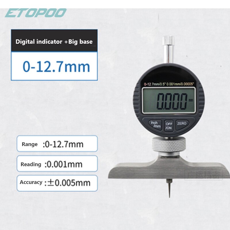 12.7mm/25.4mmGauge stand for depth gauge with harden alloy measuring head dial gauges depth indicator measuring instrument: 12.7mm set 0.001mm
