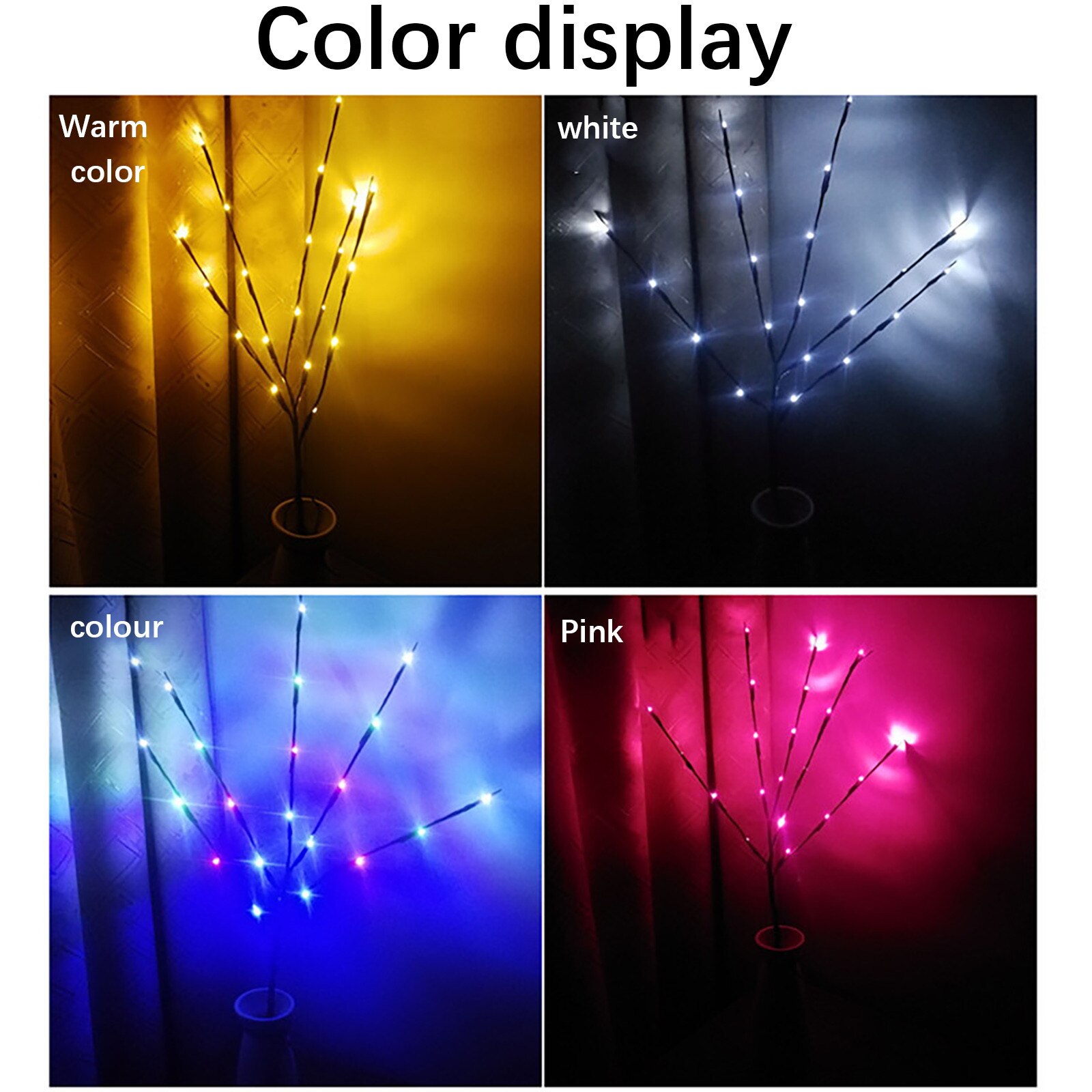 LED Willow Branch Lamp Floral Lights 20 Bulb Home Christmas Party Decor Birthday LED Night Light Battery Powered