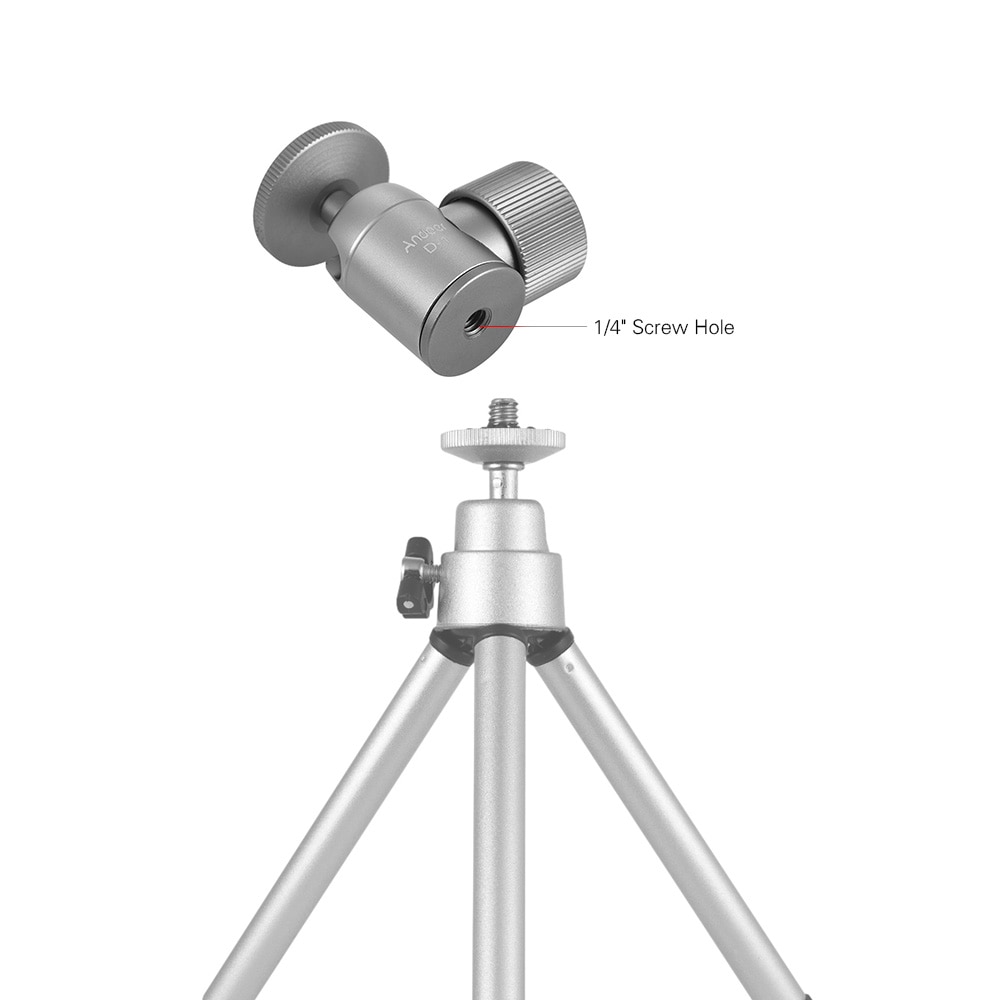 Andoer Mini Tripod Ball Head Aluminium Alloy Tripod Mount with 1/4in Hole 360 Degree Rotating Panorama for Smartphones Cameras