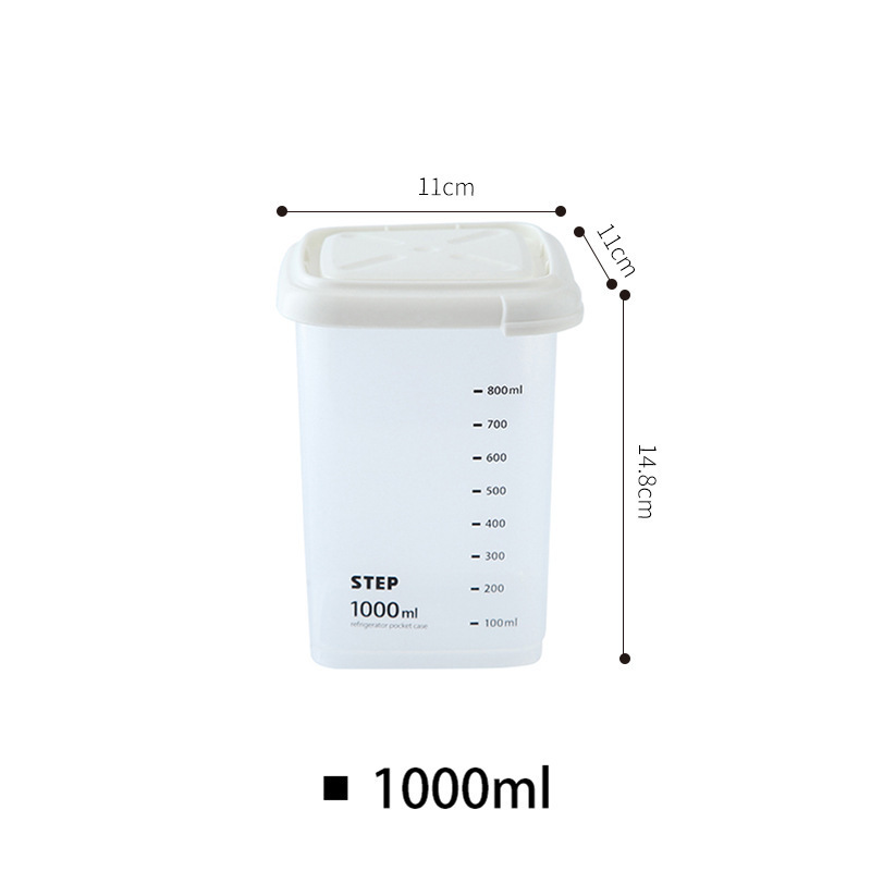 Kitchen Transparent Food Storage Box Sealed Dust Keep Fresh Storage Jar Containers Refrigerator Noodles Grain Food Organization: with scale-1000ml