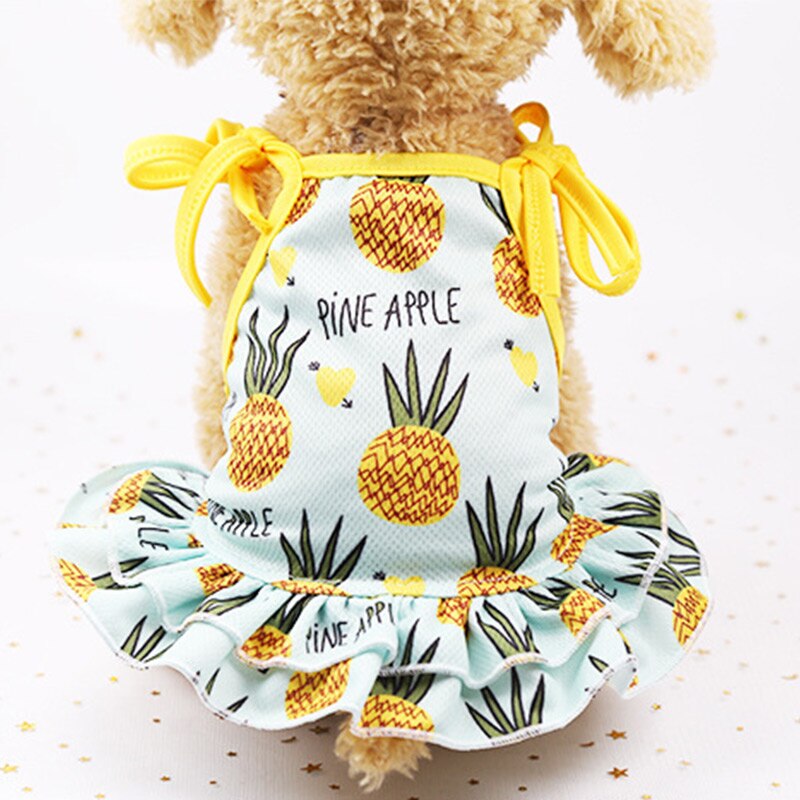 Fruit Print Pet Dog Jurken Voor Kleine Honden Kleding Zomer Jurk Leuke Jurk, puppy Hond Kleren Chihuahua Honden Huisdieren Kleding Grappige: Pineapple / M for 2-3 kg