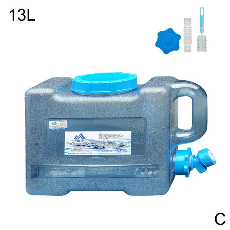 Outdoor Water Bucket Container Portable Driving Water Tank Container With Faucet For Camping Picnic Hiking: 13L Clear Blue