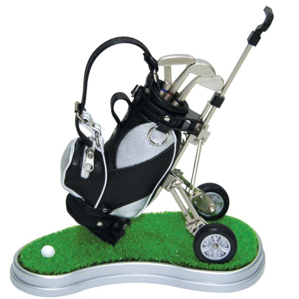 CRESTGOLF Golf Car Contains 3 Parts of Aluminum Pen Golf Bag Penholder Golf Souvenir Golf Car Accessories: black silver