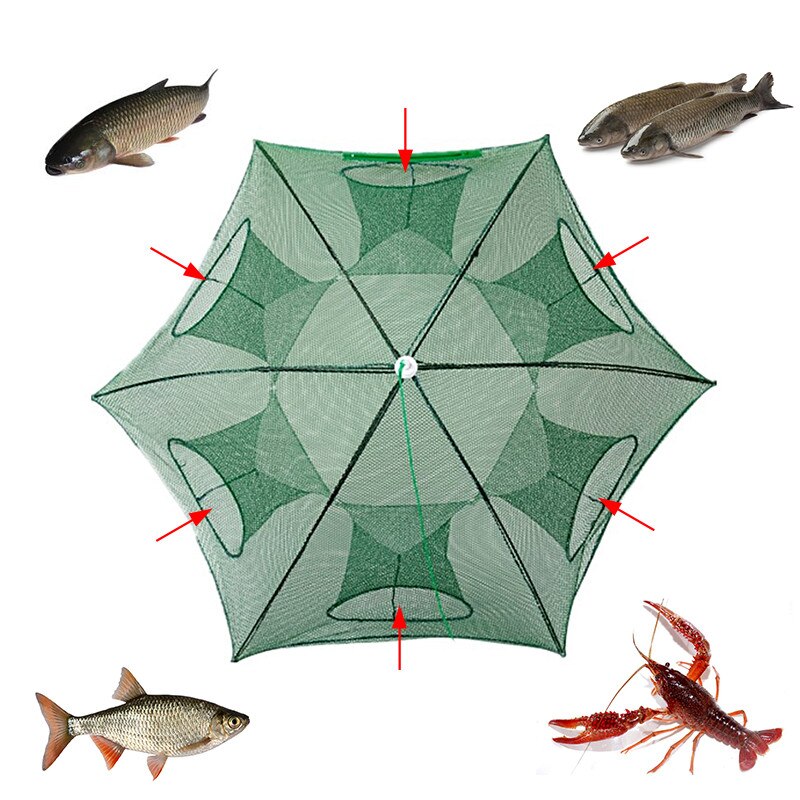 Strengthened 4-20 Holes Automatic Fishing Net Shrimp Cage Nylon Foldable Crab Fish Trap Cast Net Cast Folding Fishing Network