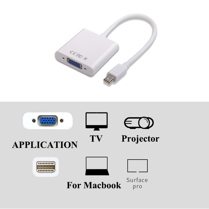 Hxairt Mini DP naar VGA Video Adapter 1080 p Thunderbolt Display Port naar VGA Kabels Voor Apple Macbook Pro Air