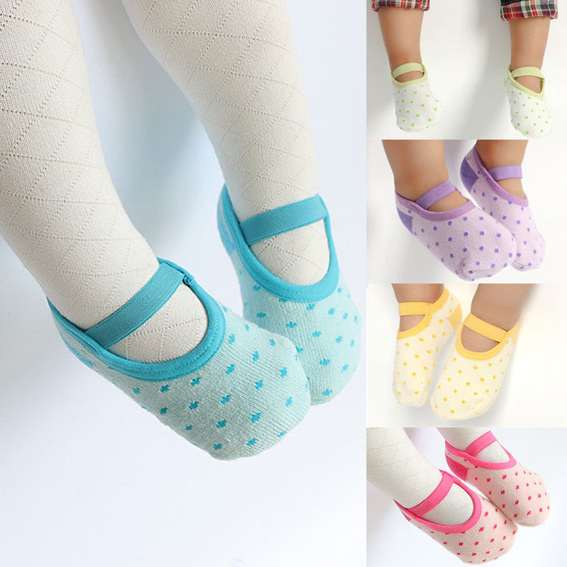2 pairs/lot 5 Colors 1 pair Cute Toddler Anti Slip Socks Infant Baby Non Skid Cotton Socks 12-24 Months