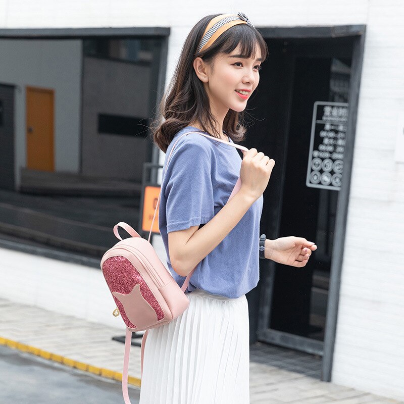 Mochila pequeña de para niña, brillantes de lentejuelas bolso de hombro, Mini mochila multifunción para chica adolescente,