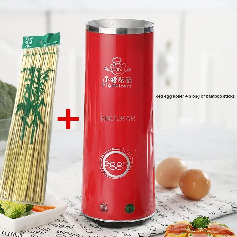 Elektrische Automatische Multifunctiona Mini Loempia Maker Omelet Ergste Ontbijt Eierkoker Keuken Koken Eierkoker: Red with Stick