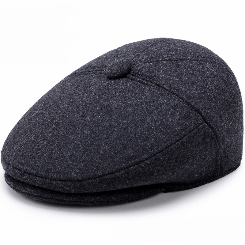 Béret casquettes pour hommes automne hiver chapeaux papa aîné homme béret plat casquette père grand-père hiver oreillette casquette chapeaux avec rabat d'oreille