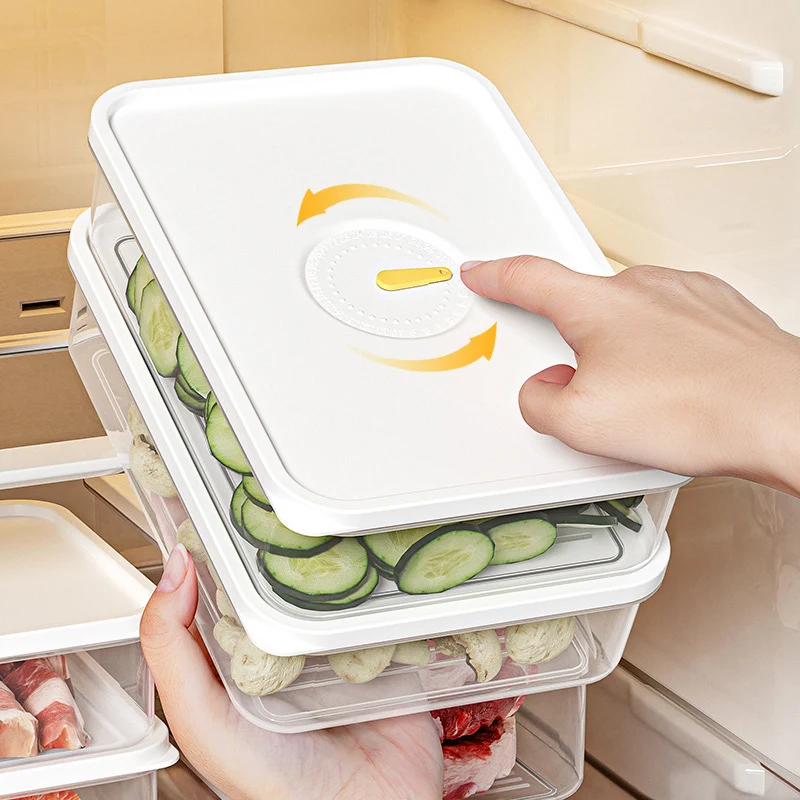 Clear 950ML Fridge Stores Crisper Fresh Food Fruit Container Plastic Microwavable Bento Box Refrigerator Organizer Freezer Box