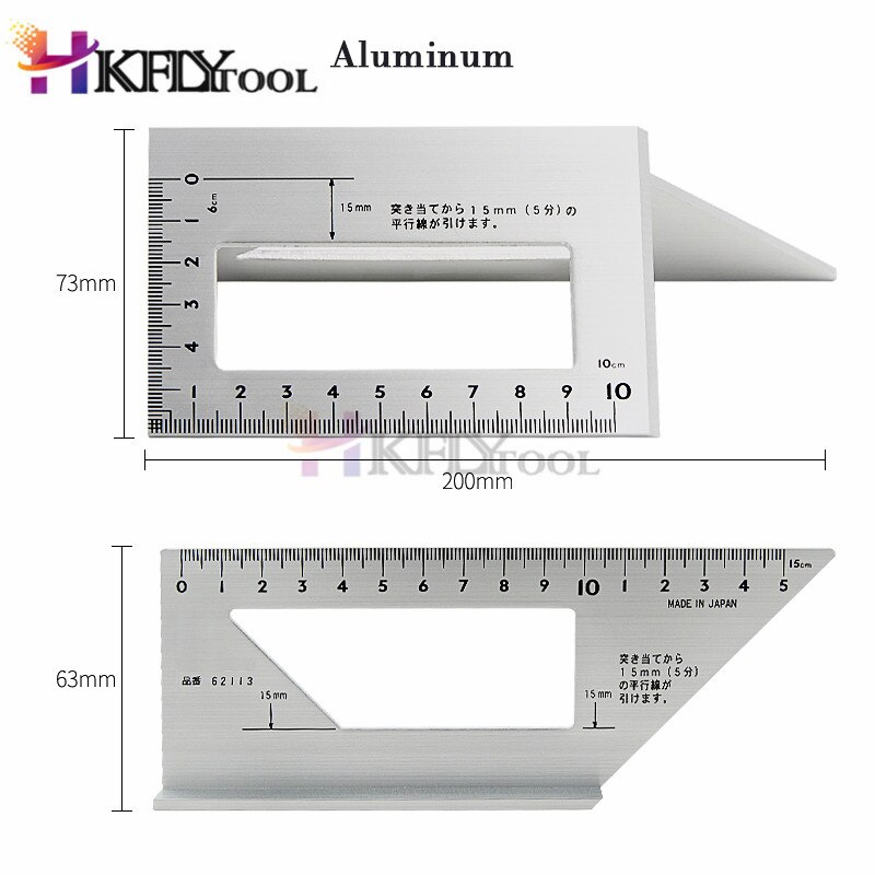 Japanse Aluminium 45 Graden 90 Graden Houtbewerking Multifunctionele Vierkante Gauge Hoek Gradenboog Over De Heerser