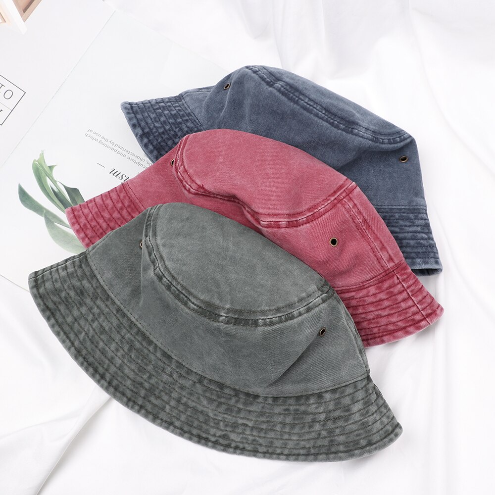 Cappello da pescatore pieghevole in cotone lavato retrò in Denim Unisex cappello da pescatore in cotone Casual estivo protezione solare all&#39;aperto cappello da sole moda cappello da spiaggia
