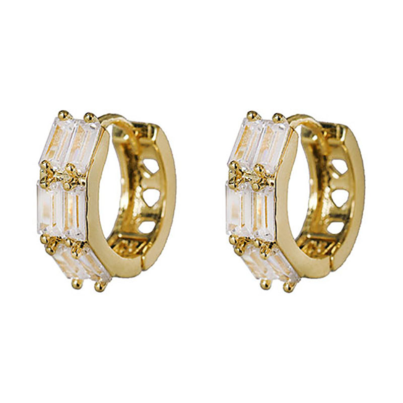 ZHINI Gold Ear Clip Small Earrings for Women Luxury Crystal Zircon Stud Earring ar Cuff Jewelry Party: D63113
