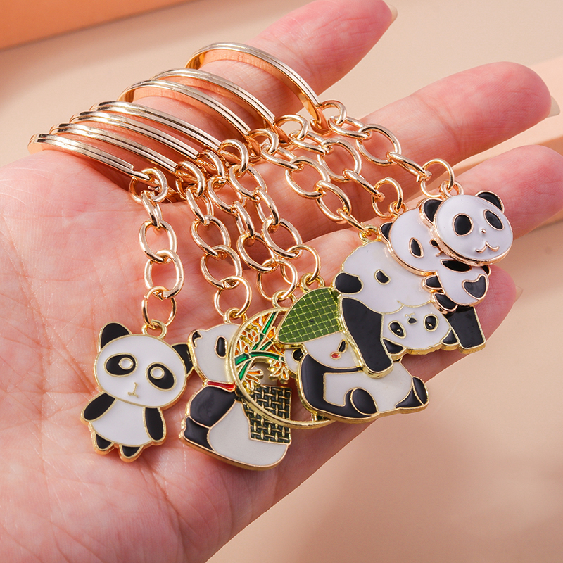 Mooie Email Panda Sleutelhanger Dier Sleutelhanger Voor Mannen Vrouwen Sleutelhanger Handtas Hangers Charme Diy Kid 'S Sieraden