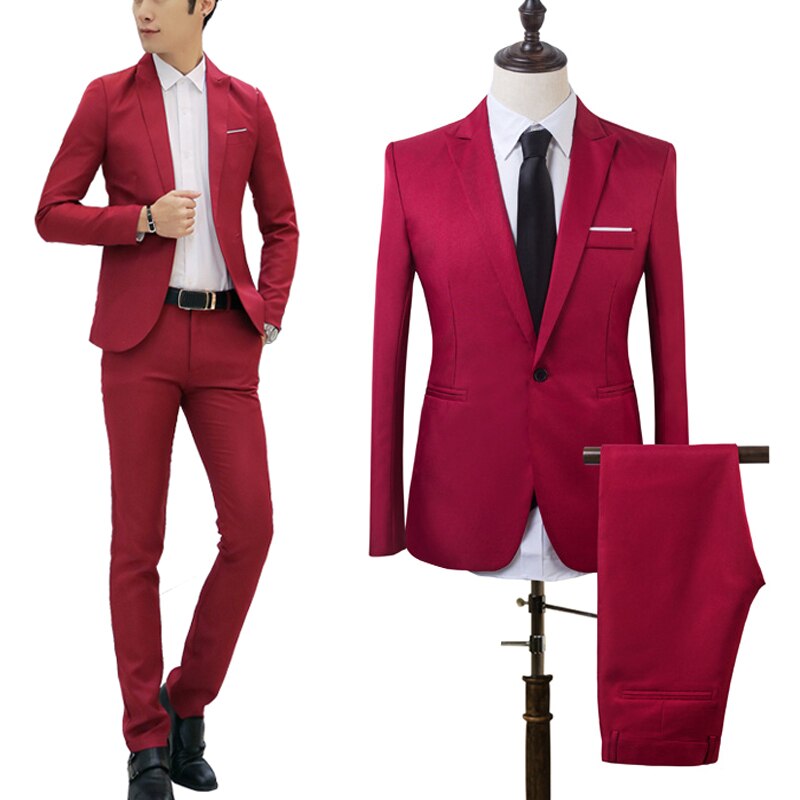 2 PCS Men Slim Fit Formal Business Tuxedos Suit Coat Pants Party Wedding Prom MUG88