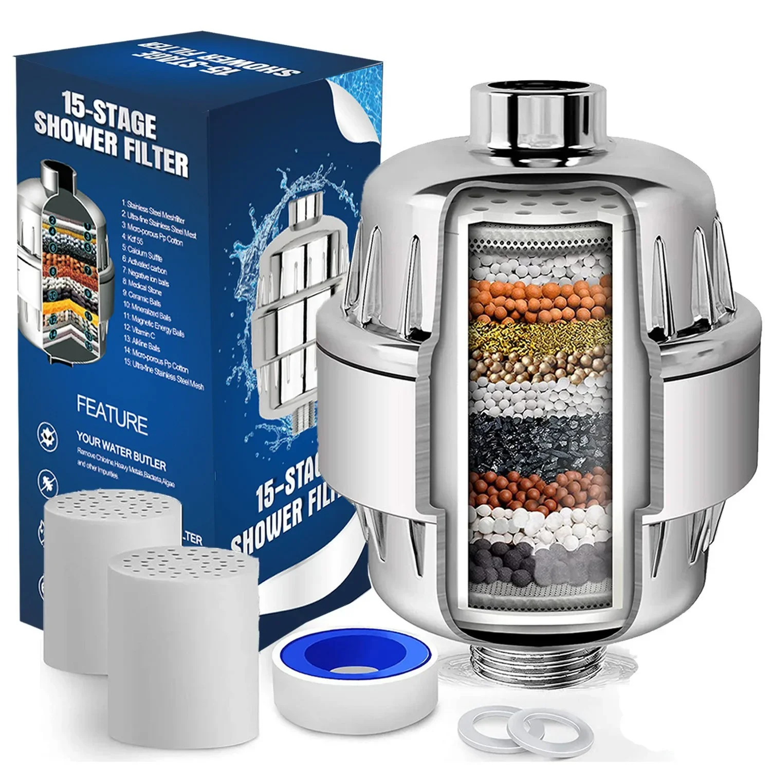 Douche Waterzuiveraar Badkameraccessoires Huishoudelijke Waterzuiveraar Douchefilterset Badfilter Deconchlorering Schoonheid