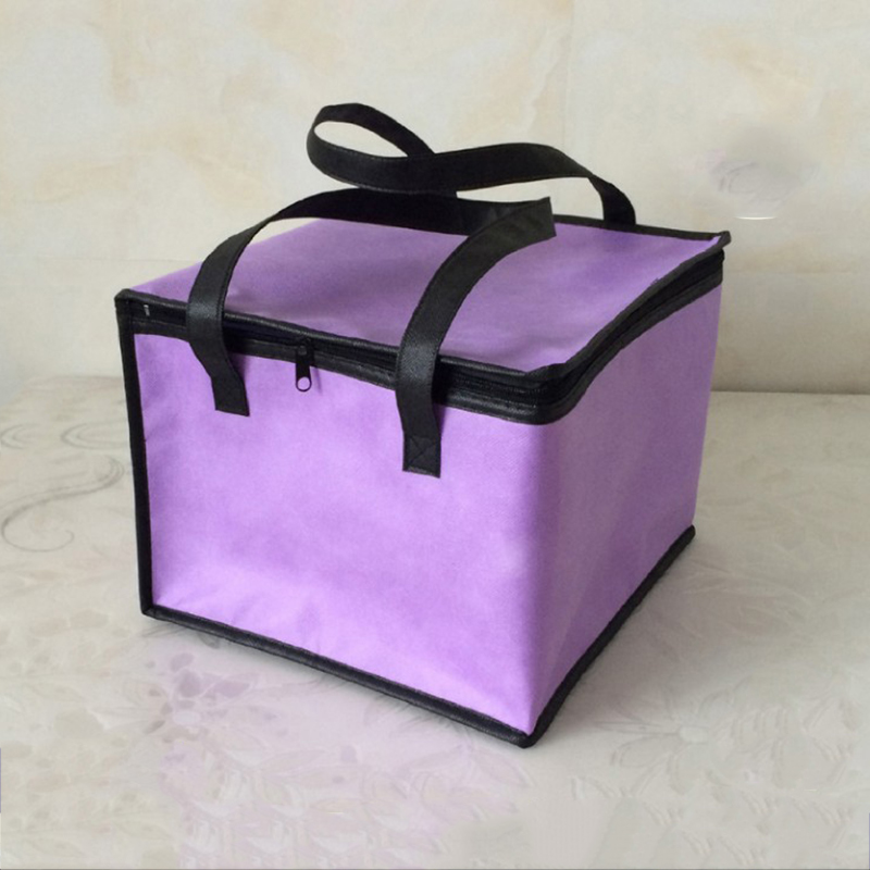 Insulated Thermal Cooler Bag Lunch Time Sandwich Drink Cool Storage Big Square Chilled Zip 4 Persons Tin Foil Food Bags Coffee: Purple