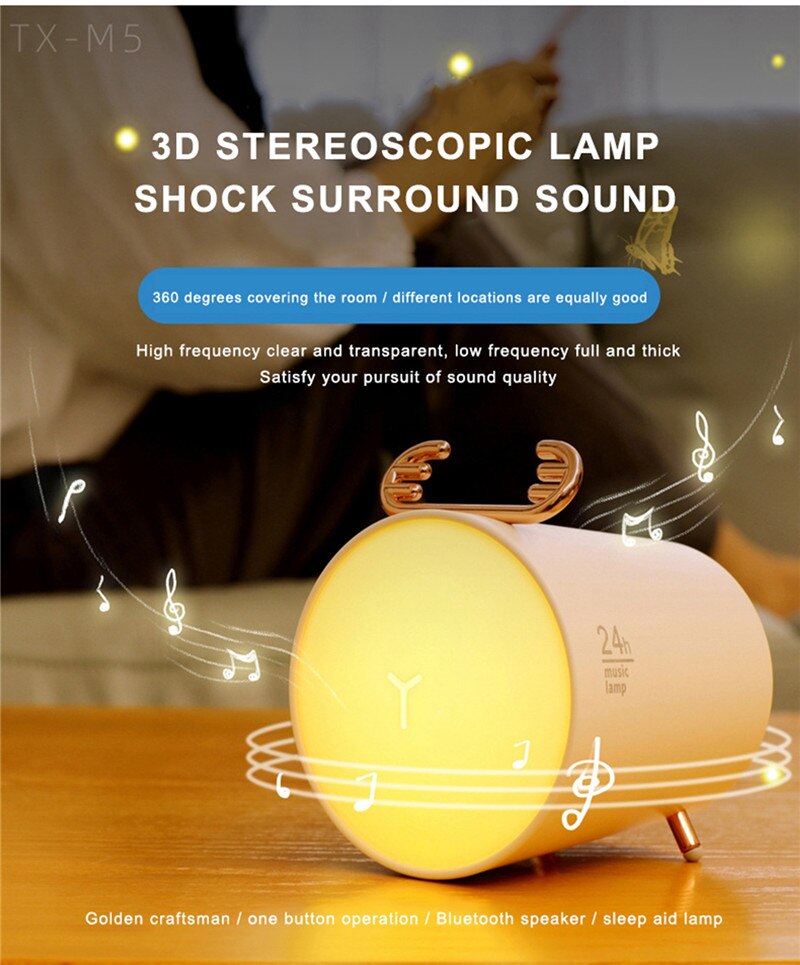Bluetooth Speaker Multifunctional Wireless Intelligent Loudspeaker Box Voice Box Night Lamp for Birthday Christmas