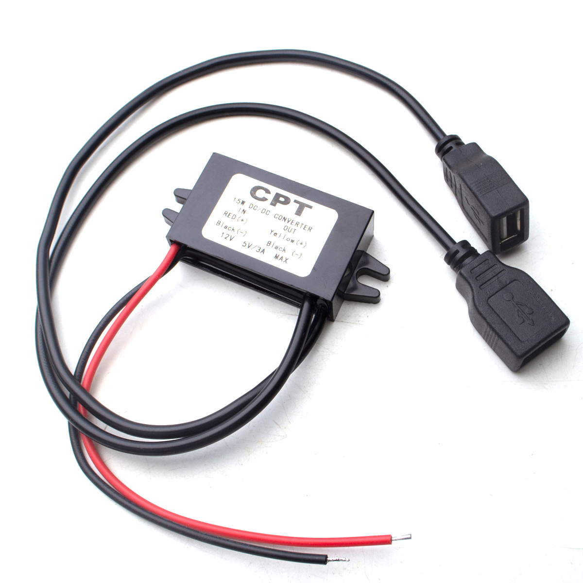 Convertidor de potencia de coche de DC-DC de 12V a 5V, 3a y 15W, Micro Mini USB, fuente de alimentación de reducción de voltaje, adaptador de salida, protección automática de bajo calor