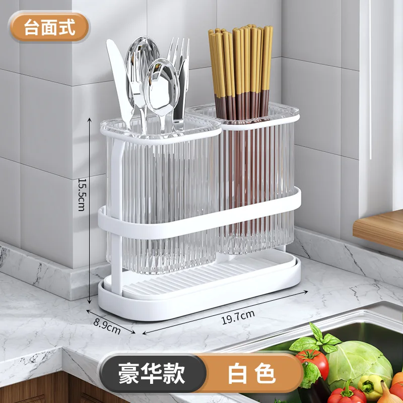 Organizer Gebruiksvoorwerp Houder Eetstokje Opbergrek Bestek Gootsteen Eetstokjes Keuken Lepel Vork Afvoer: Licht Groen