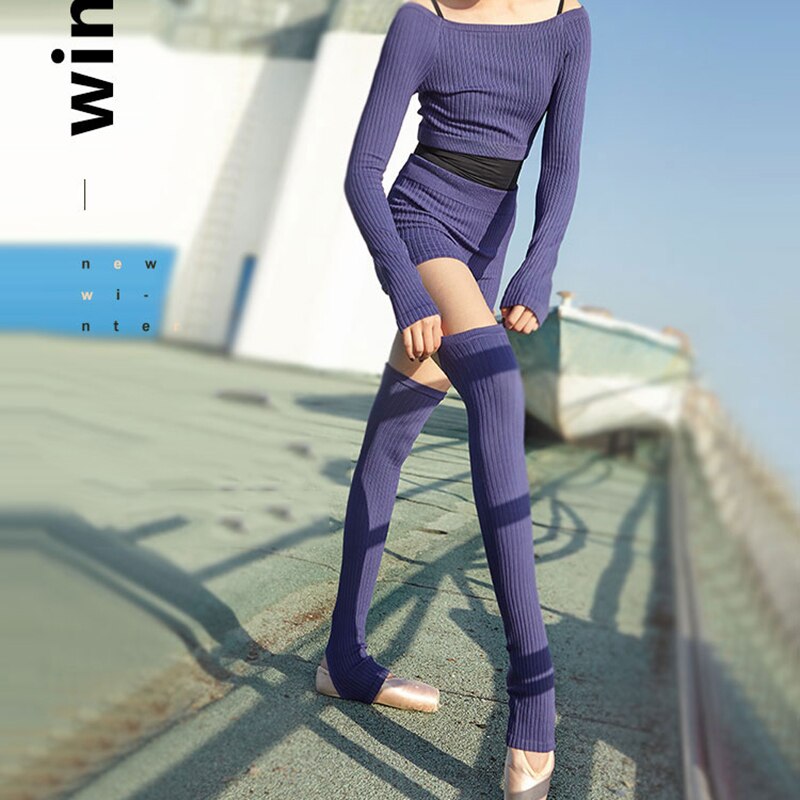 Jambière de danse longue Ballet jambière bambou cuisse longueur jambière pour la danse femmes tricots hiver échauffements ballerine vêtements