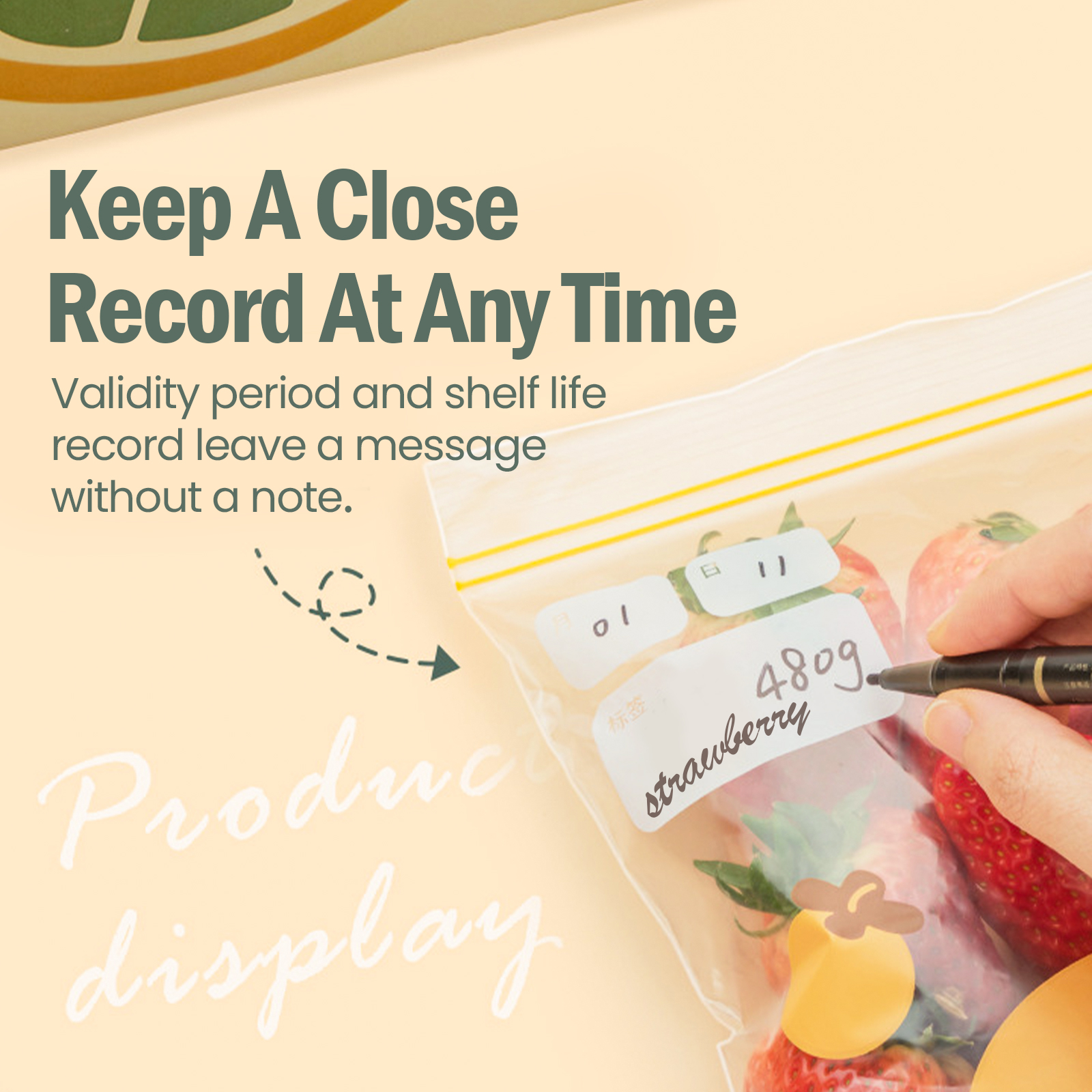 15pcs/20pcs/30pcs Reusable Food Storage Bags Fruits Vegetables Sealed Freezer Bags with Storage Labels Fresh-keeping Bags