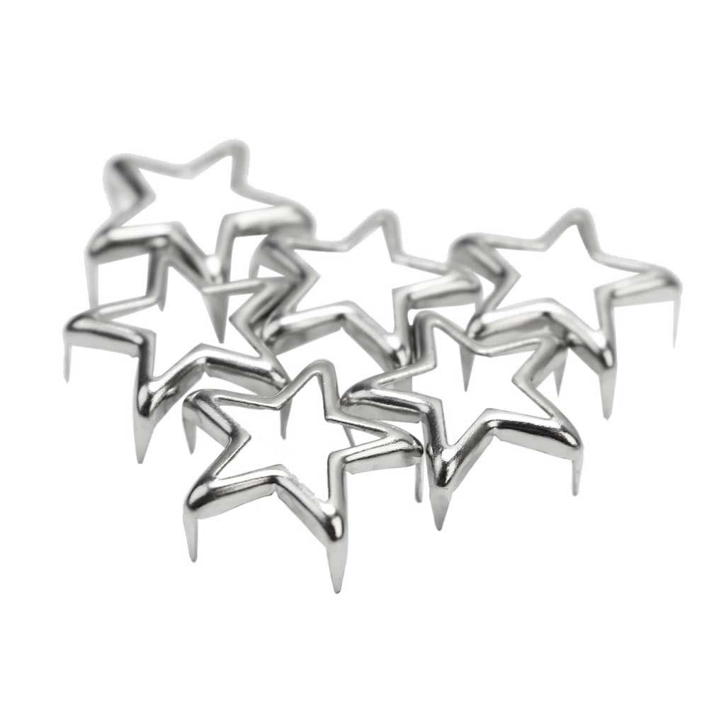 50Pcs Leathercraft Accessoires Hollow Star Vorm Metalen Studs Klinknagels Spots Spikes Voor Schoenen Kleding Decor Diy 15 Mm Zilver