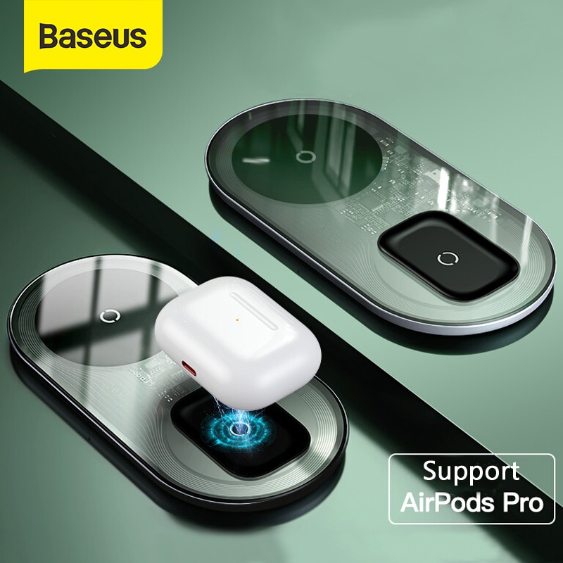 Baseus Qi Draadloze Oplader Voor Airpods Pro Iphone 11 Pro X Xs Xr 15W Dual Draadloze Opladen Pad Voor samsung S10 S9 Voor Kantoor