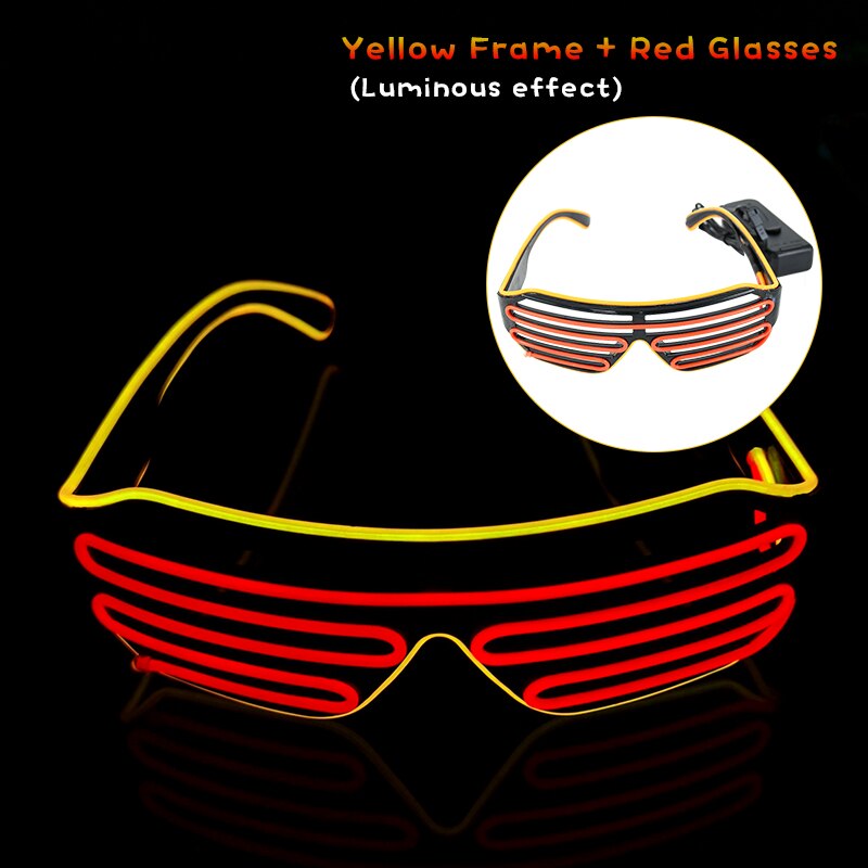 Gafas luminosas LED para Halloween, brillo de neón brillante, luz intermitente, gafas de sol de cristal para suministros de , disfraces de utilería: Z05